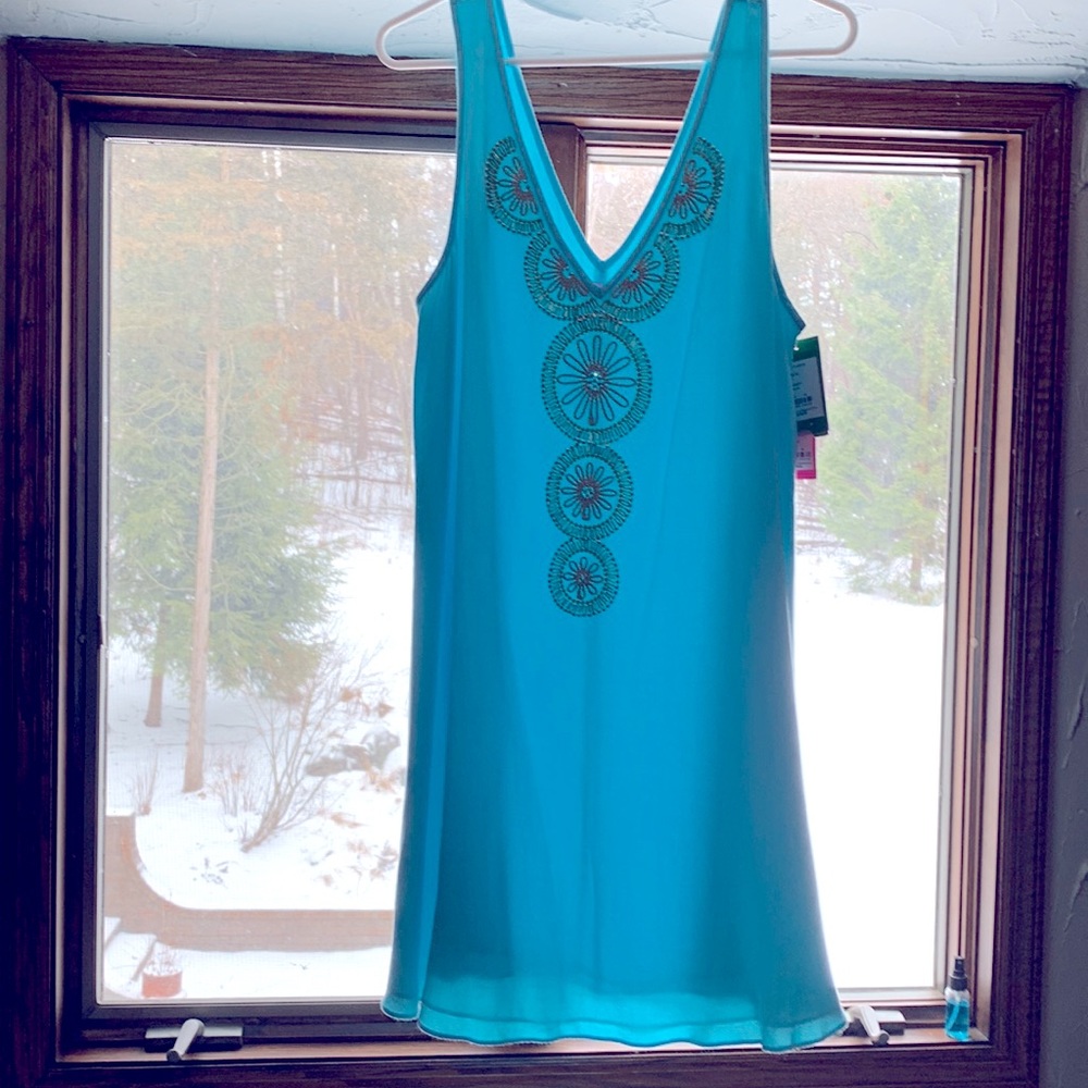 Beautiful Serene blue with gold beading dress